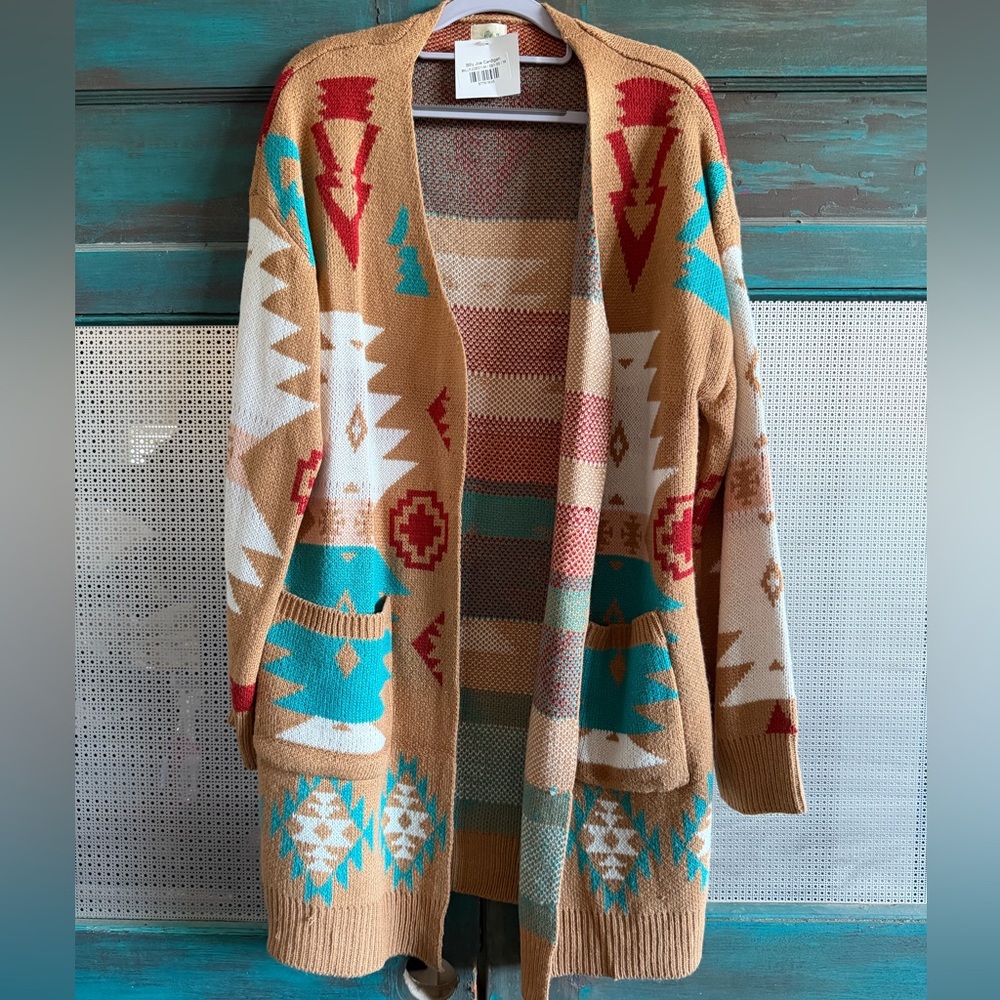 Geometric Open Front Cardigan